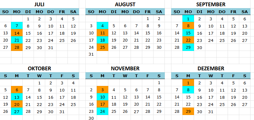 calendario de viagens