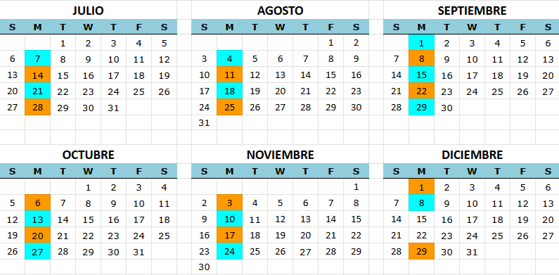 calendario de viagens