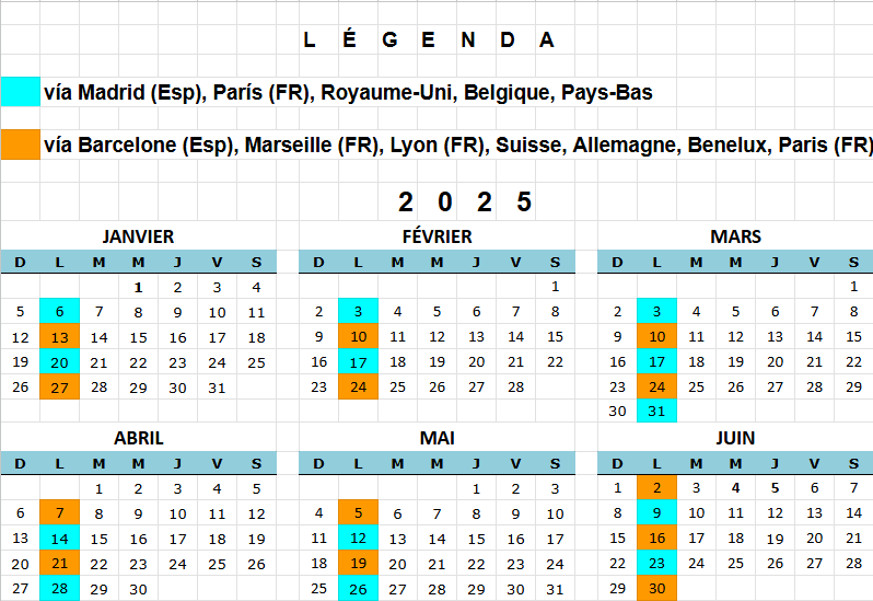 calendario de viagens