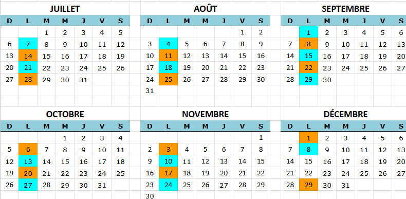 calendario de viagens