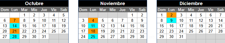 calendario de viagens
