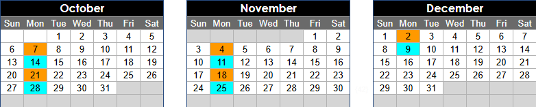 calendario de viagens