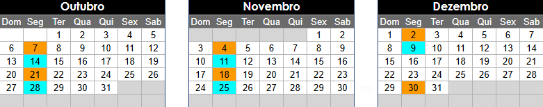 calendario de viagens