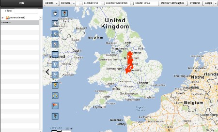 mapa do curso das mudanças em tempo real